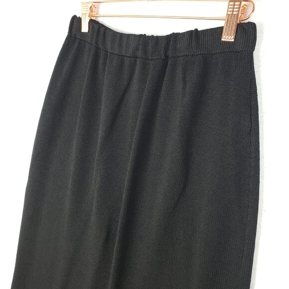 ST. JOHN Santana Knit Maxi Skirt Black Stretch Pull-on Back Slit size 12 Preppy - Picture 7 of 7